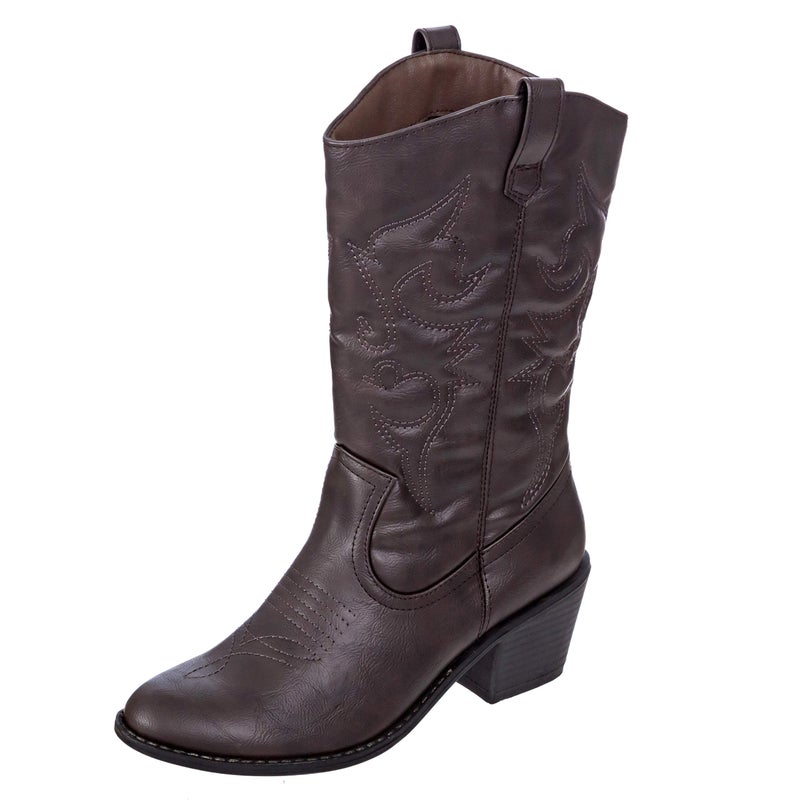 Charles Albert Womens Embroidered Modern Western Cowboy Boot, Brown, 10 - Image 3